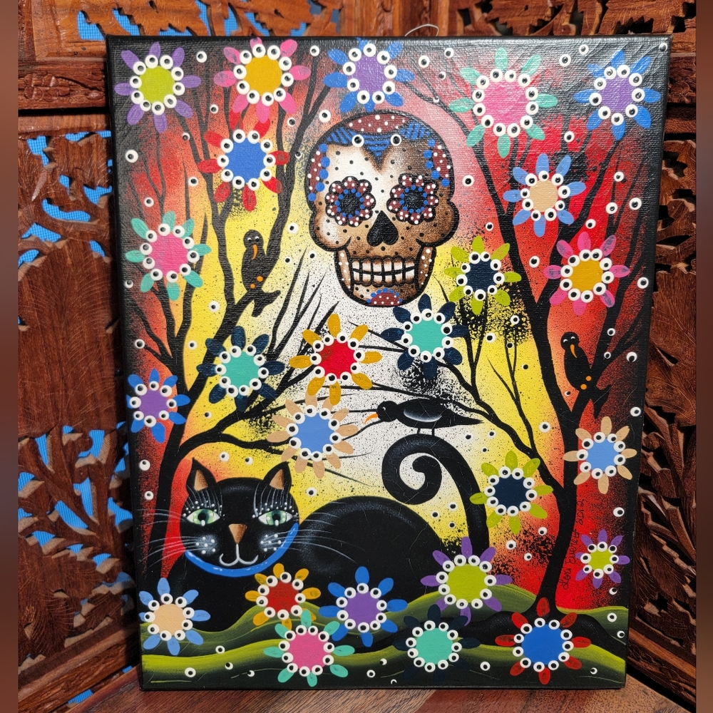 Handpainted Halloween Folk Art by Artist Lori Everett